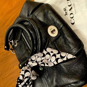 Black pebble grain Coach Hampton satchel